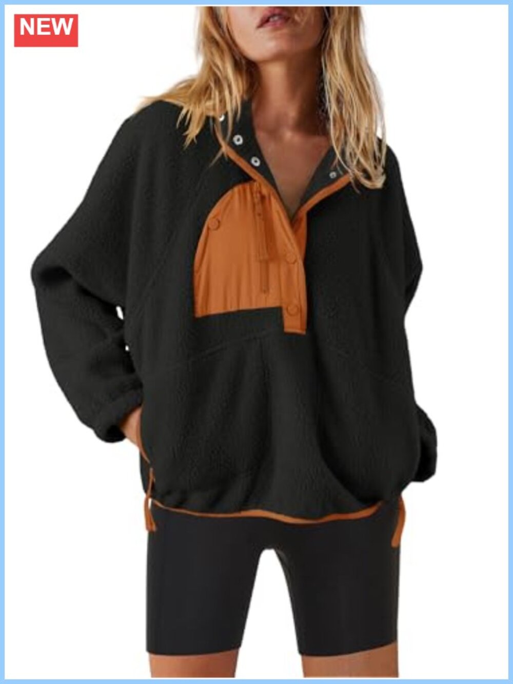 Fleece Sherpa Pullover Quarter Zip Jacket Fuzzy Sweatshirt